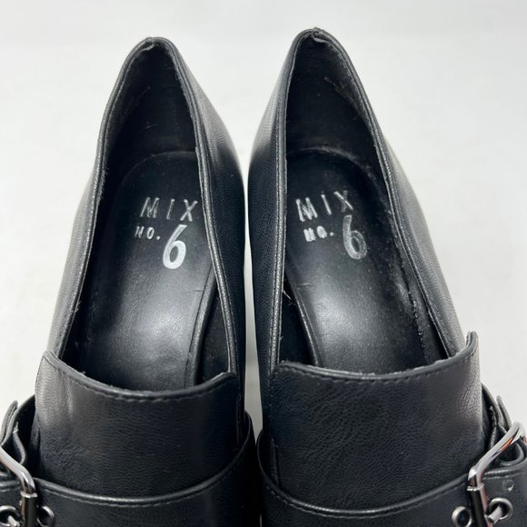 (SOLD)Mix No. 6 Shoes sz 7 ½” Janesa Black Platform Waffle Sole Slip on Buckle - Picture 7 of 10
